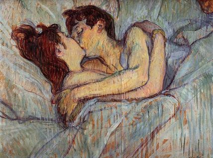 dans le lit le baiser